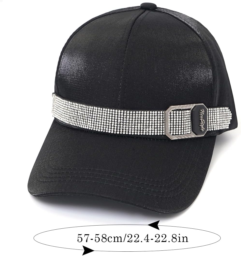 Women Rhinestone Baseball Cap Shiny Bling Hats Adjustable Sun Hat - Image 7