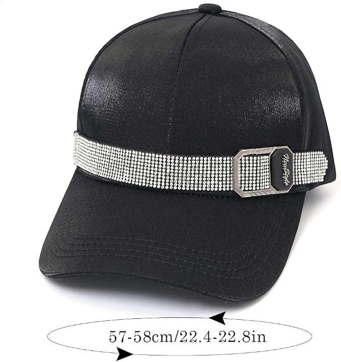 Gorra con pedrería para mujer, ajustable, brillante, protección solar miniatura 7