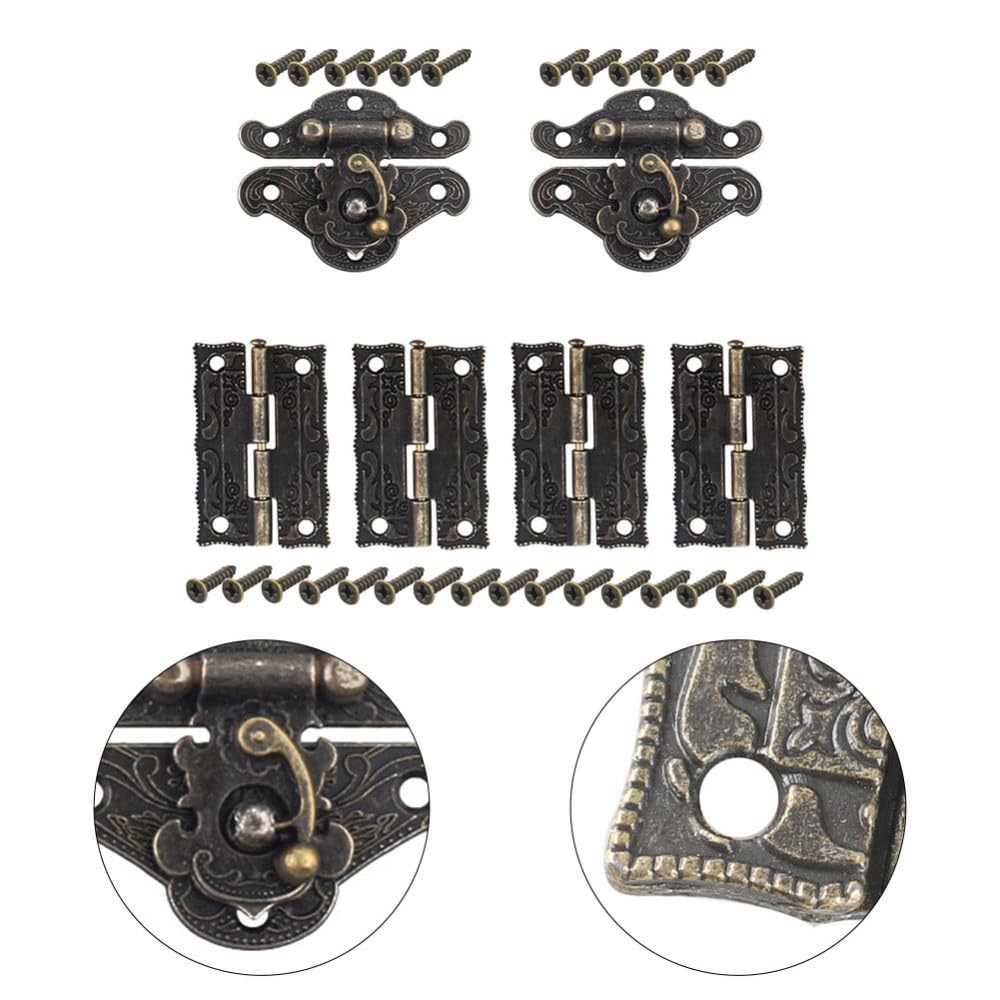 6 bisagras de puerta de gabinete de bronce antiguo para bisagras de muebles de caja de bricolaje con tornillos, pestillo de caja de madera, herrajes para muebles, 6 piezas, CHINA (6 piezas 1)