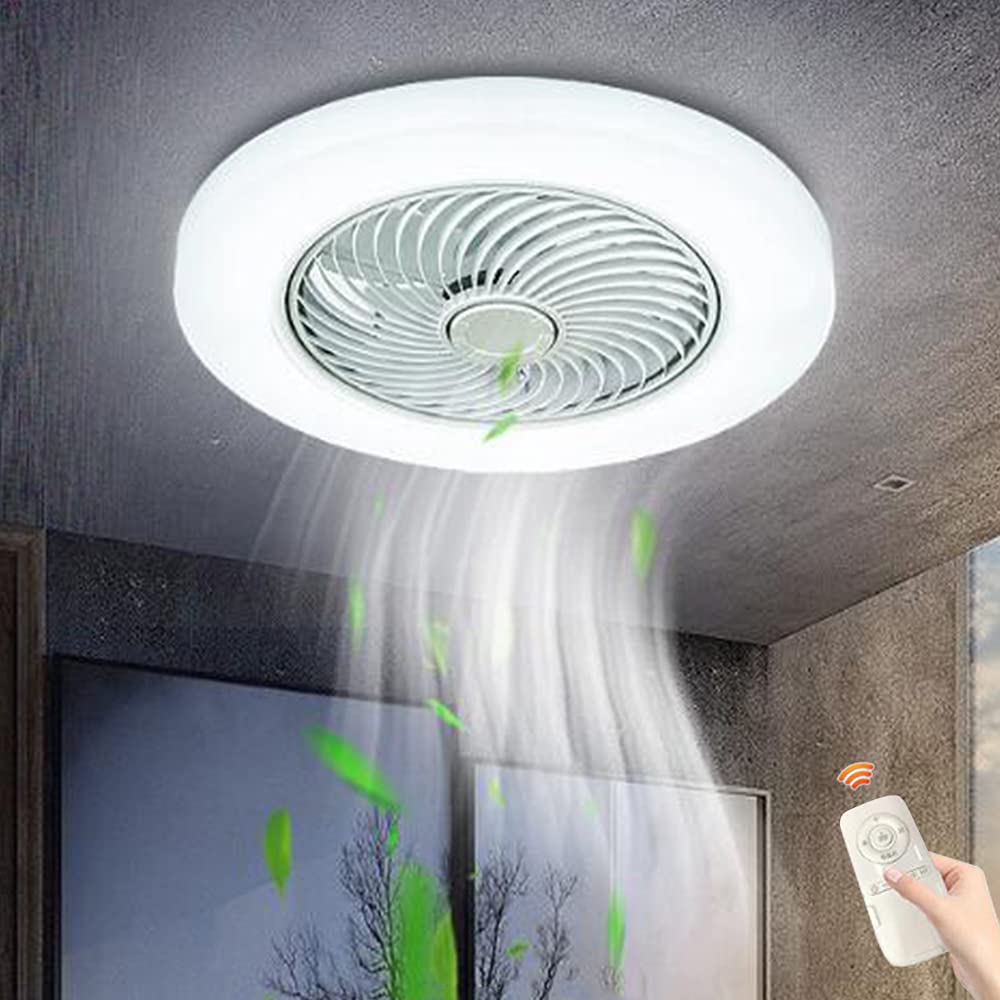 Froadp Plafondventilator met Verlichting en Afstandsbediening Moderne Dimbare Plafondlamp met Ventilator LED-Lamp Stille Ventilator voor Verlichting Woonkamer Slaapkamer Eetkamer (36W, Wit