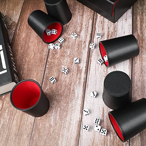 Leather Dice Cup Set, 6 Leather Dice Cups+30 Dice+1 Folding Tray Exclusive Storage And Transport Case Made Of Faux Leather With Magnetic Closure #TOP3