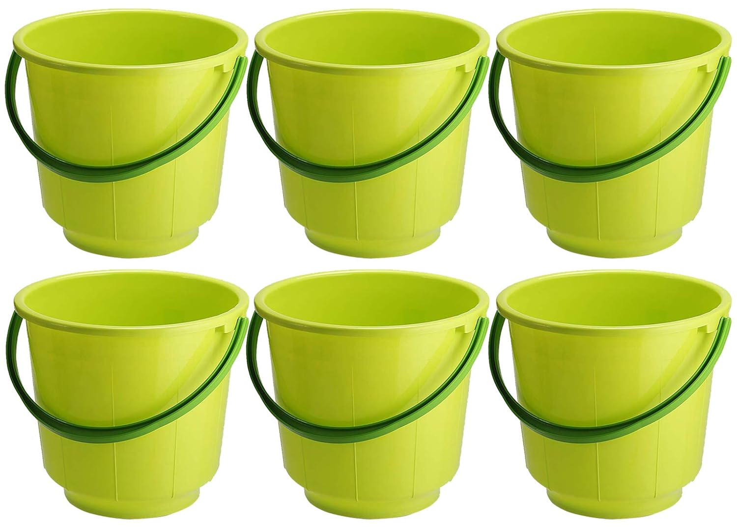 Kuber Industries 6 Pieces Unbreakable Strong Plastic Bathroom Bucket 13
