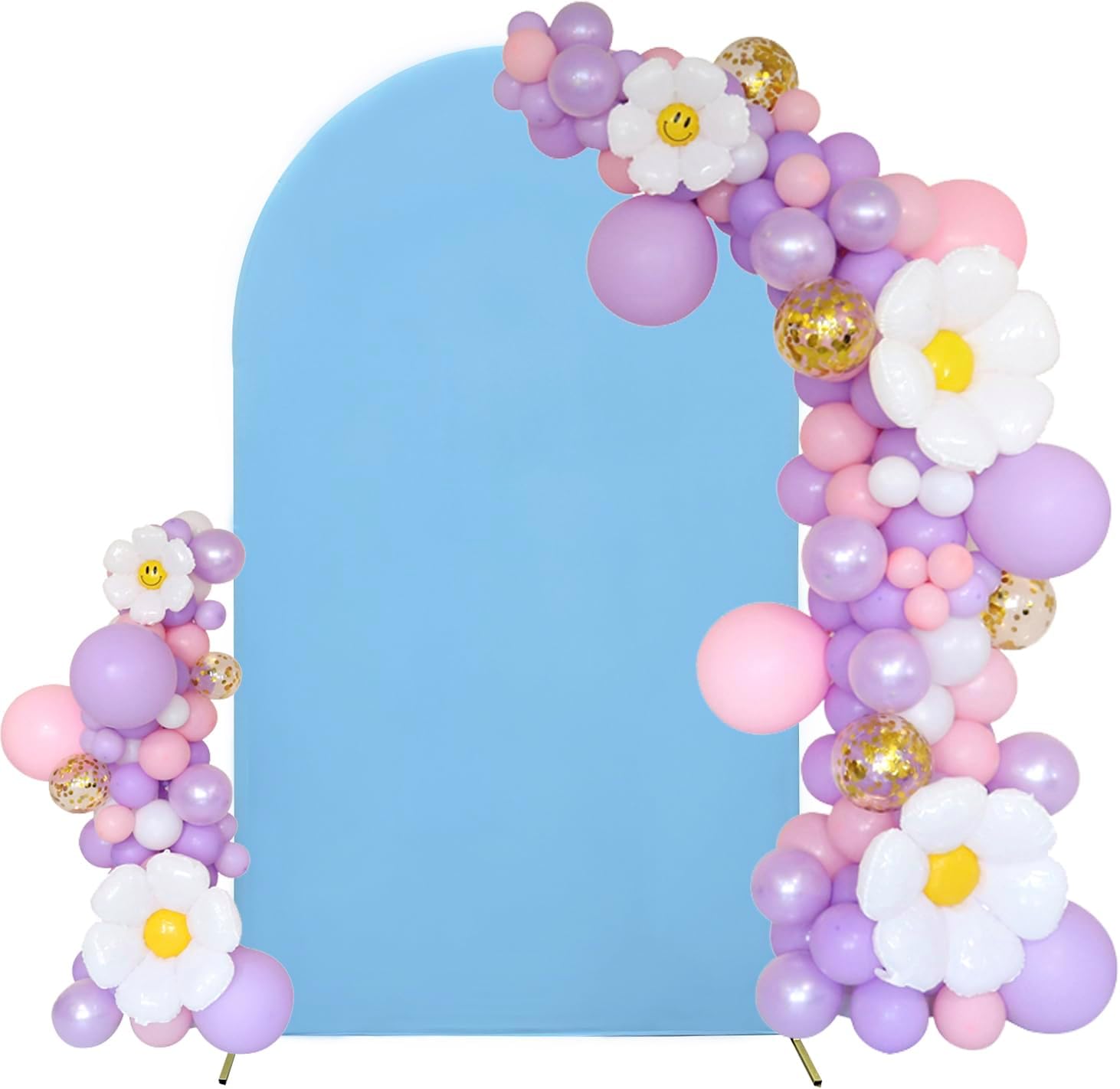 7.2FT Spandex Stretchy Arch Cover, Dusty Blue, Included Components: 2-Sided Round Top Chiara Backdrop for Party, Birthday, Ceremony, Banquet, Baby Shower Decoration | Spandex Fitted Stretchy,Arch Stand Covers,Balloon Arch Cover,Chiara Backdrop Cover,For Party Birthday Decoration
