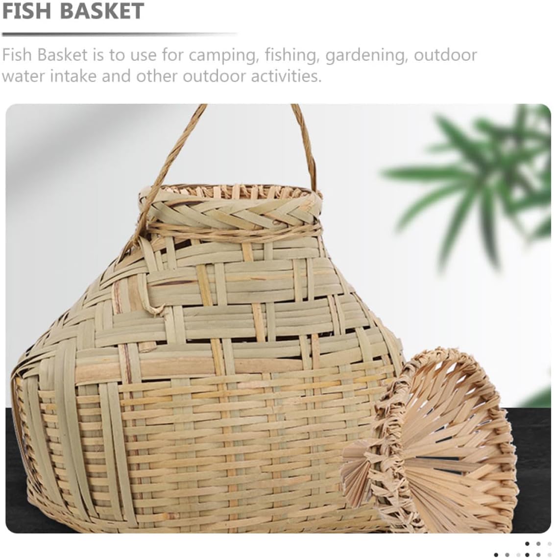 ERINGOGO Portable Bamboo Fishing Basket Lid Multi-Function Shrimp Container Sturdy Outdoor Fish Basket for Fishing Enthusiasts