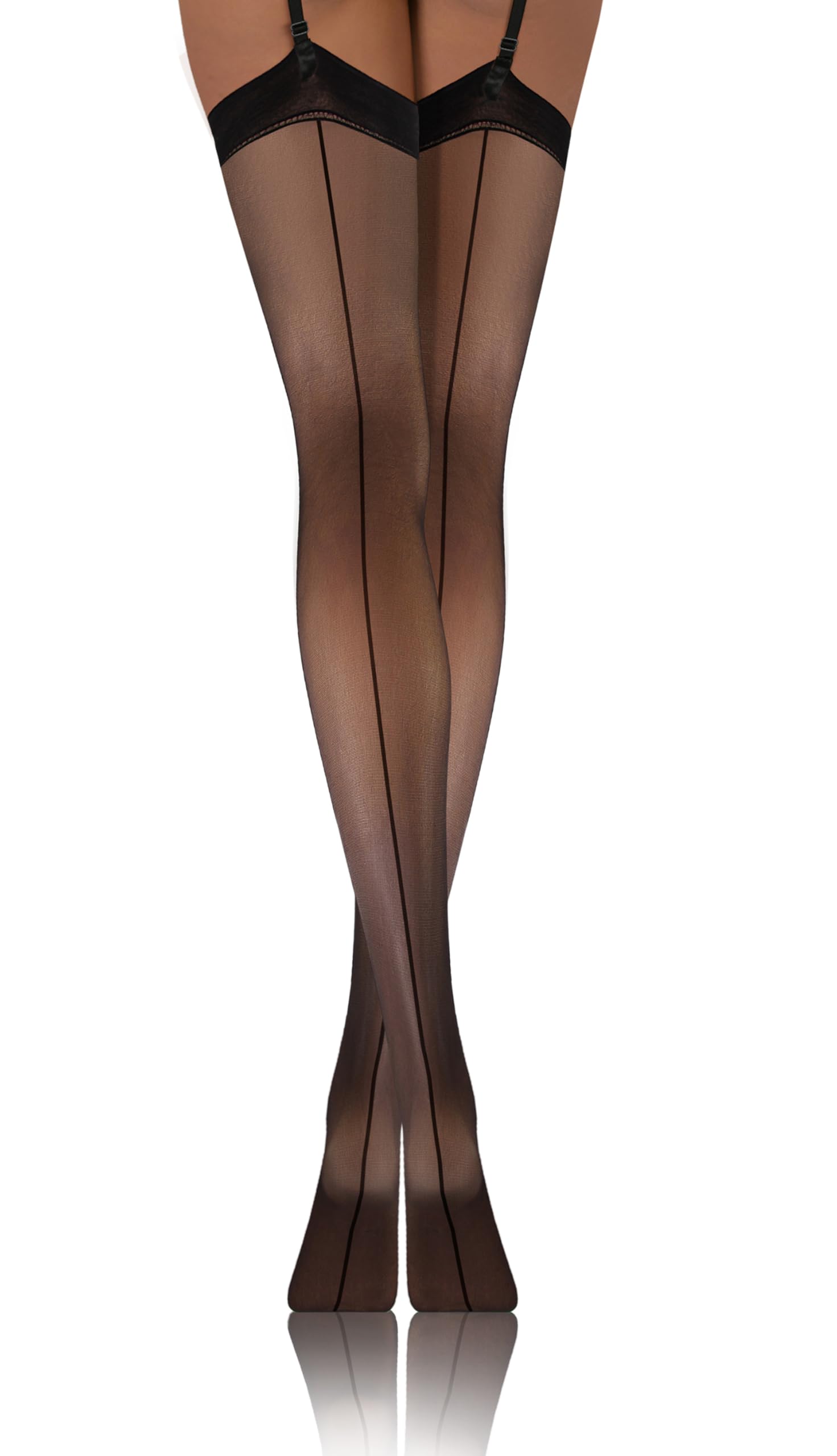 Sesto Senso Women's Black Belt Stockings 20 Den Seamed Sexy Stockings Pdp_02 Xl-Xxl