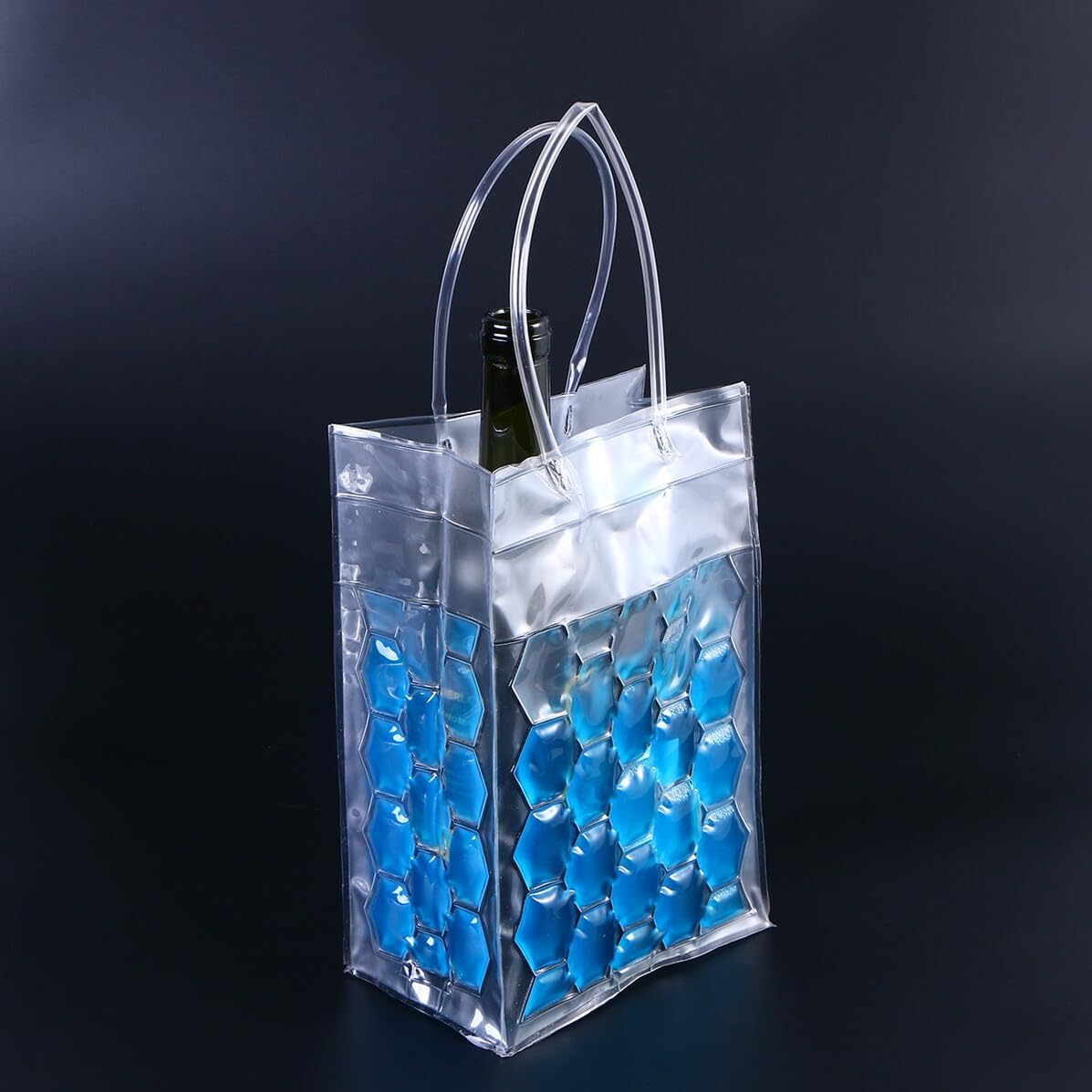 Wine Bottle Chill Cooler 2 Bottles 750ml PVC Blue Reusable