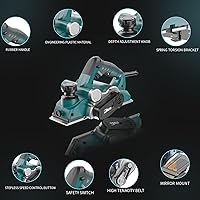 Vista 5 de DNTI Cepilladoras de mano eléctricas con cable de 6.6 amperios, 17000 rpm, herramienta de carpintería, cepilladora de mano para chaflán de madera