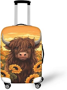 Highland Cow Luggage Cover Suitcase Protector Fits 25-28 Inch Travel Suitcase Cover Washable Protector Suitcase Covers Dustproof Anti-Scratch Washable Luggage Covers