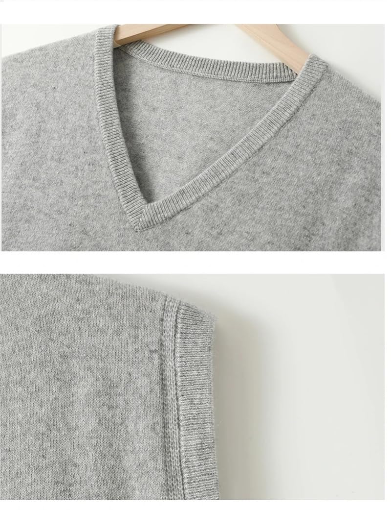 Chaleco de punto de cachemira para hombre, suelto, sin mangas, chaleco de otoño