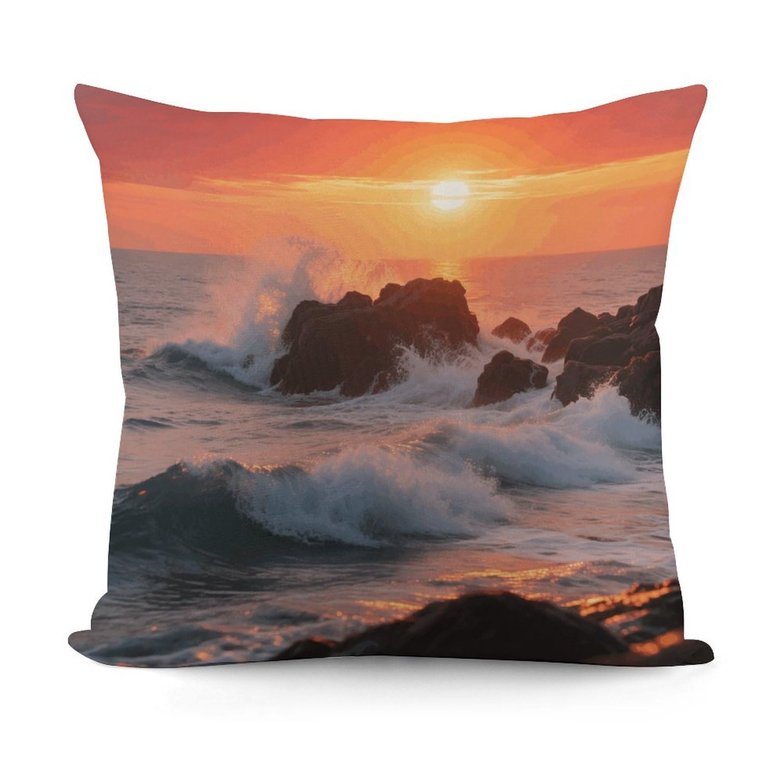 VstaDank Reef at Sunset Throw Pillow Covers Fade-Resistant Removable Pillowcase Square Cushion Case Cozy Pillow Case Breathable Pillow Protector Soft Pillow Shams 18"x18"