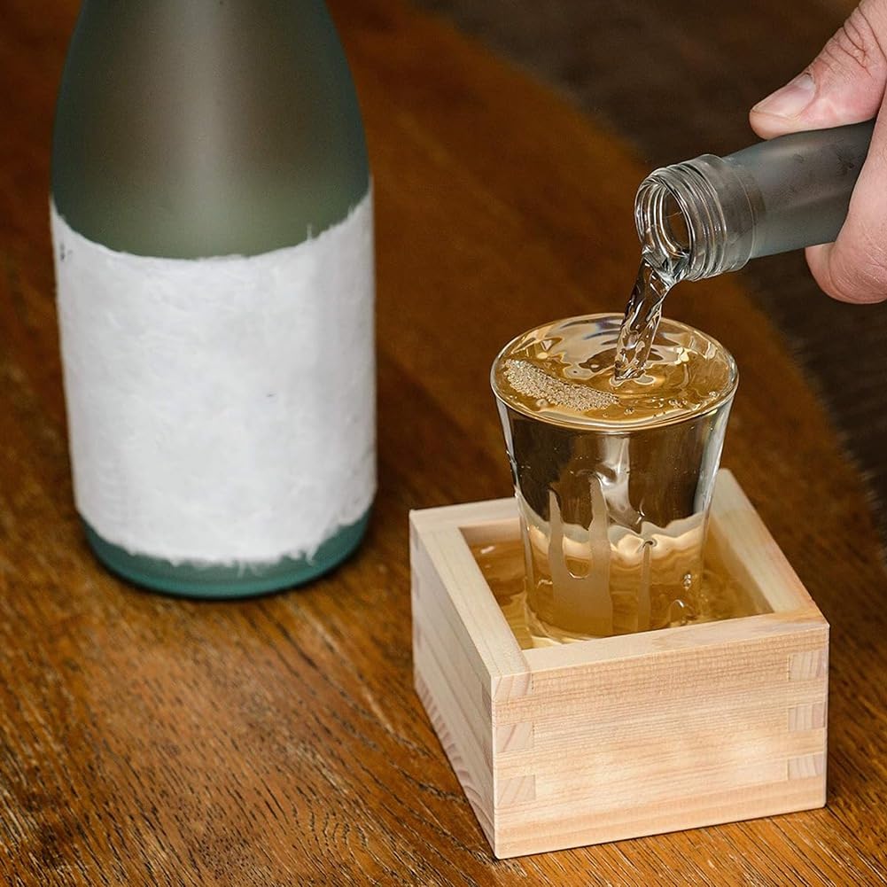 2 Pièces de Tasse à Saké en Bois de Culture Japonaise Masu Box 3,23" L Carré X 2,2" H pour Saké Frais avec Joints Emboîtables Résistants Aux Fuites.