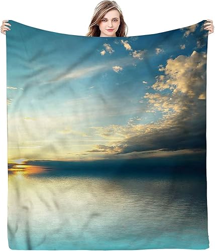 Miniatura 7 de Manta para el hogar, playa tropical con palmeras en el océano, mullida y cómoda, manta suave y acogedora del océano, 60 x 80 pulgadas, adecuada para