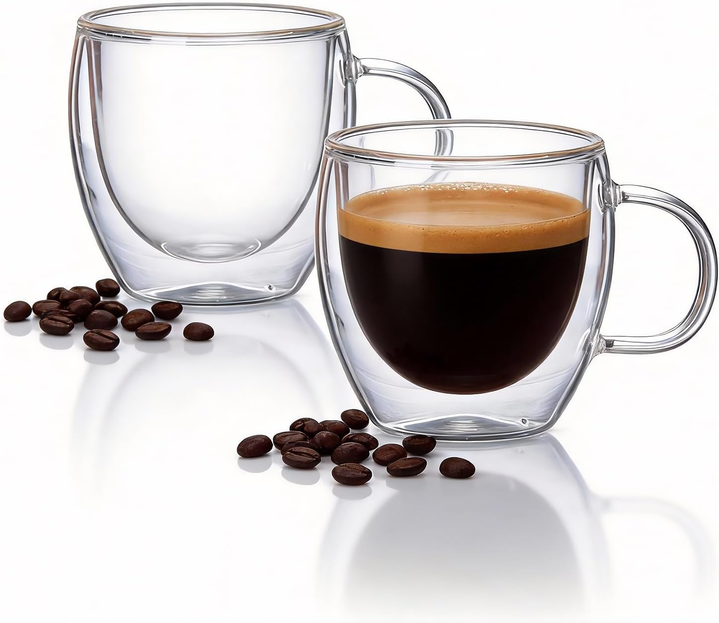 Double Wall Insulated Espresso Cups Set of 2, 80ml (Small Size) Clear Glass Coffee Cups, Borosilicate Demitasse Mugs, Espresso Shot Glasses for Hot & Cold Drinks-image-34
