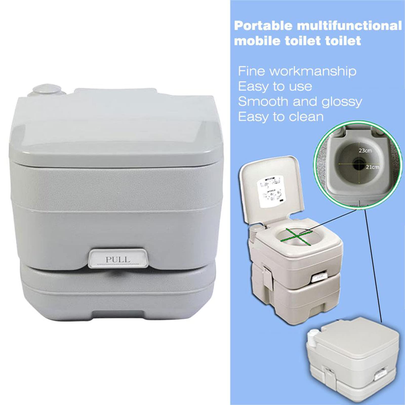 Toilette Portatile da Campeggio, Toilette da Campeggio Toilette Portatile WC Rimovibile per i Bambini Anziani Bagno Mobile per Camper Casa Mobile WC Chimico da Viaggio,Single Outlet,20L