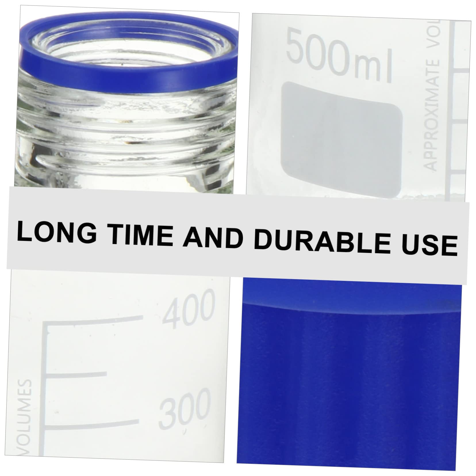 Round Lab Flacon de Réactif en Verre 500ml Couvercle, Mesure Précise, Lot de 2 pour Laboratoire, Recherche et Éducation