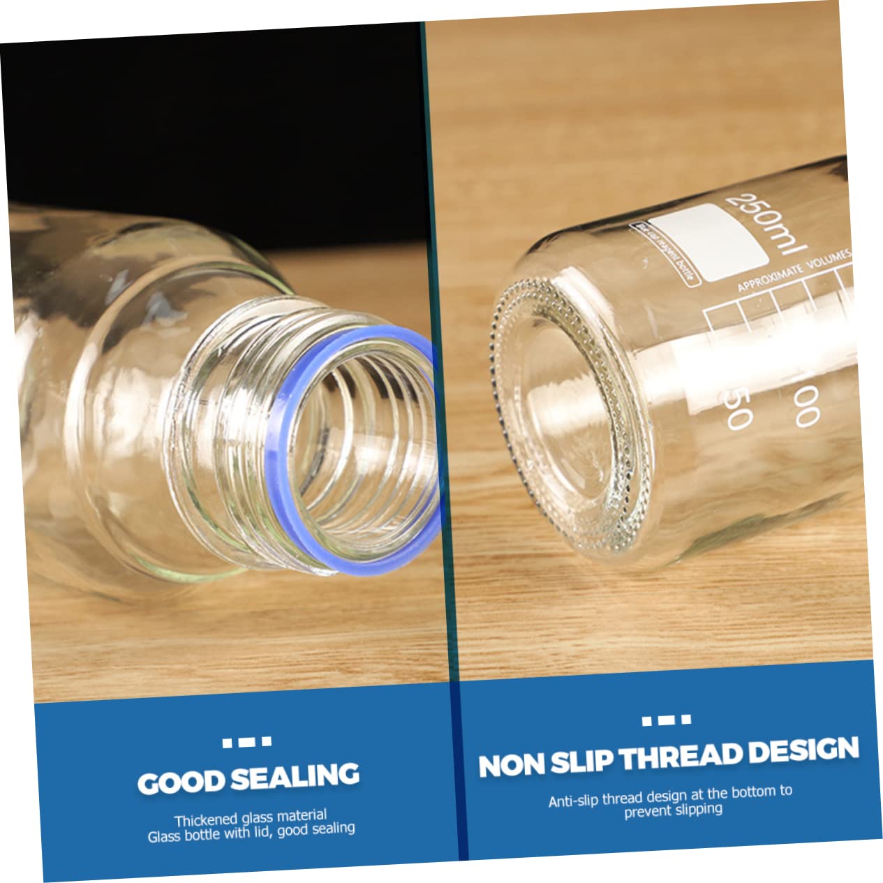 Luxshiny 3 Stück Reagenzflasche 250ml aus Glas für Chemikalien