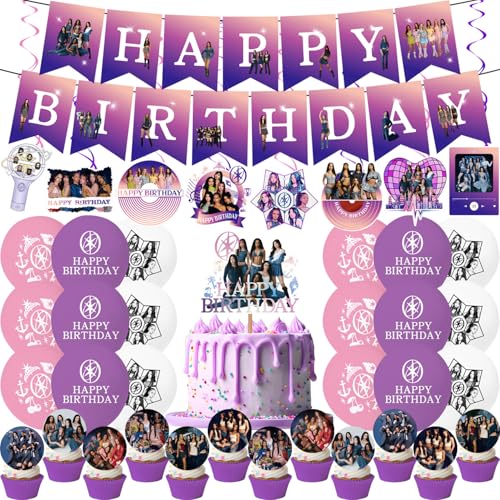 Birthday Party Decorations Singer Themed Party Supplies Set with Happy Birthday Banner Balloons Hanging Swirls Cake Toppers and Cupcake Toppers for Fans Birthday Party