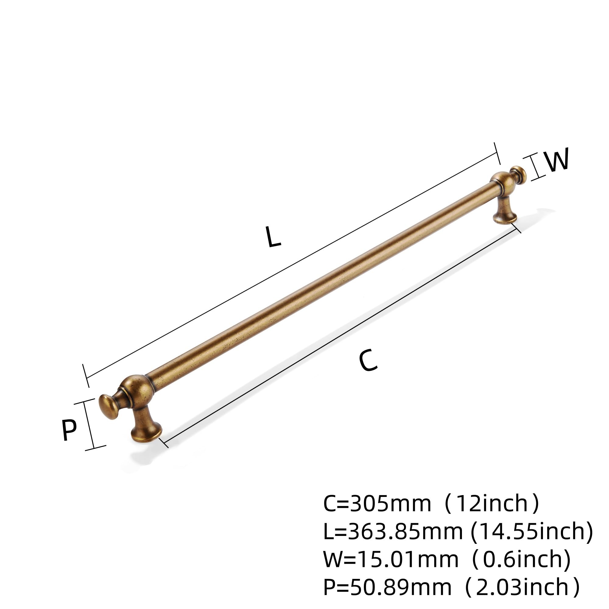 KHTUMEWARE-80453 Antique Brass Appliance Pulls CTC 12 in (305 mm) in Antique Brass — KHTUMEWARE