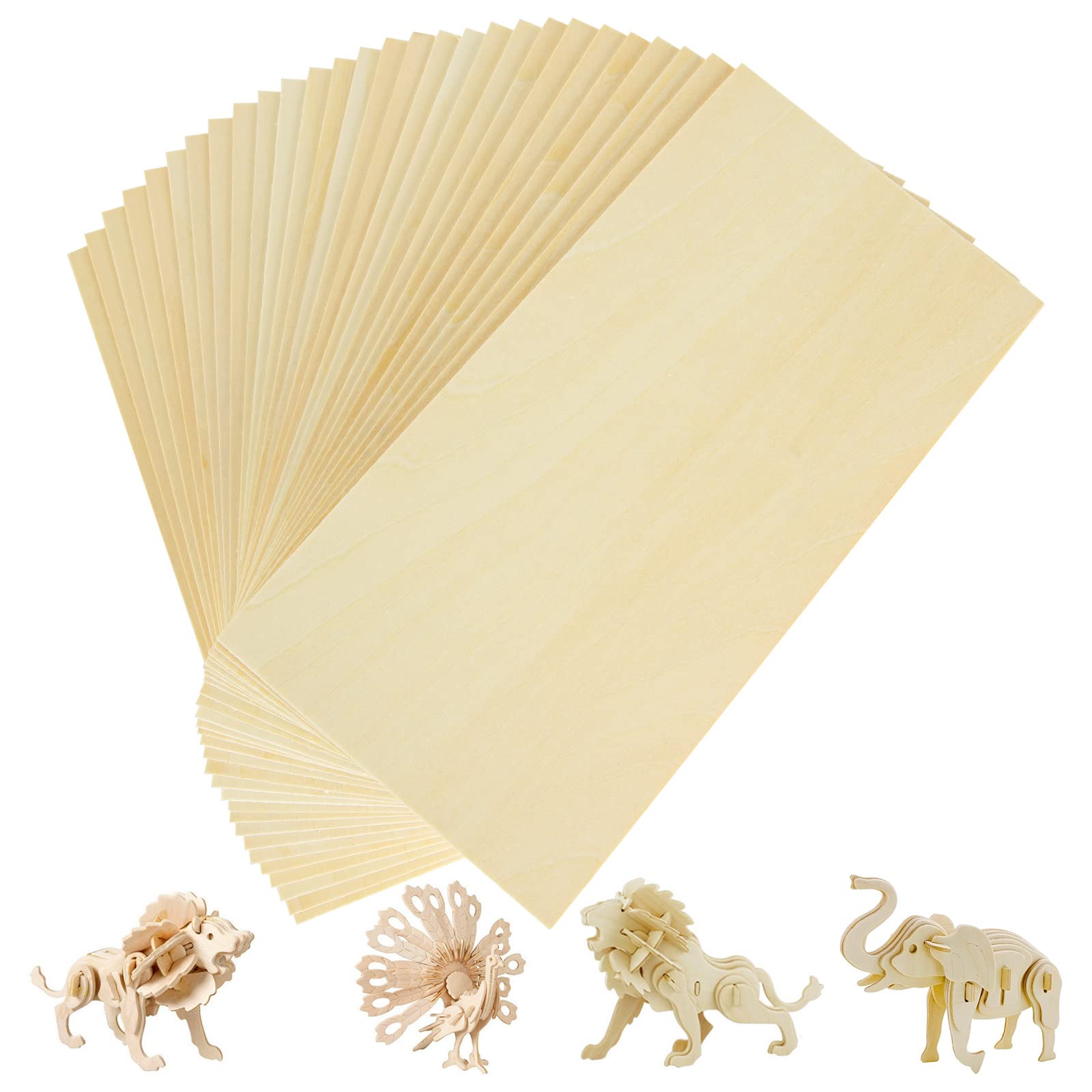 JMIATRY40 Pcs Balsa Wood Sheets, 200x100x2mm Plywood Sheet, Unfinished Basswood Sheets for Home Decoration, DIY Crafts Projects, Woodcraft Model, Painting and Engraving