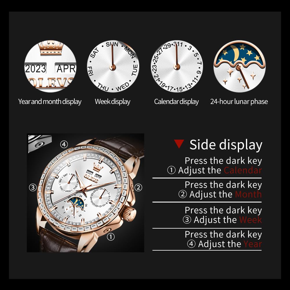 OLEVS Womens Watch Gift Set avec Bracelet Rose Gold Ladies Minimaliste Minimaliste Slim Robe DéContractéE Analogique Montre à Quartz ImperméAble