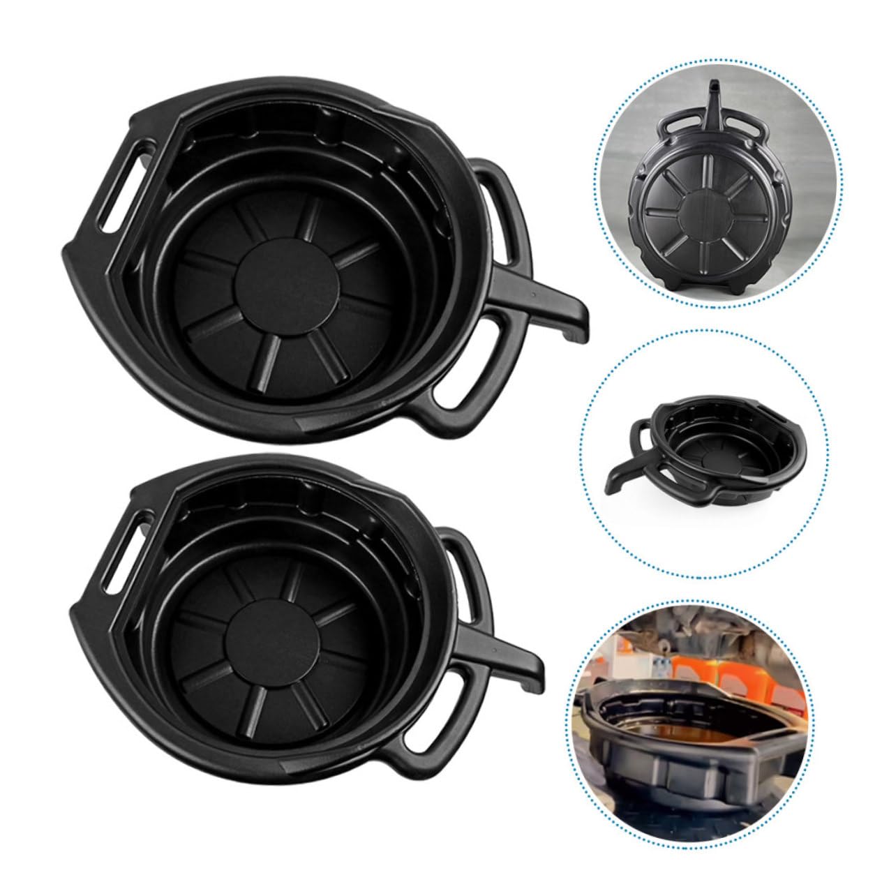 Bandeja Colectora Aceite Usado 2 Piezas PE 10 L 15 L Automóvil | Fácil de Almacenar, Fácil de Limpiar, Diseño Compacto, Uso Debajo del Automóvil en Garaje