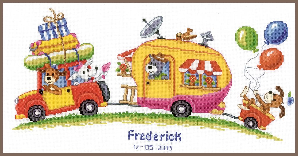 Vervaco Kit Punto De Cruz Bebe Nacimiento Regalos DIY Completo DE Vacaciones Creativo Manualidades Creatividad Adultos Decoracion Pared Bordar Kit Principiantes ca. 40 x 21 cm Cross Stitch