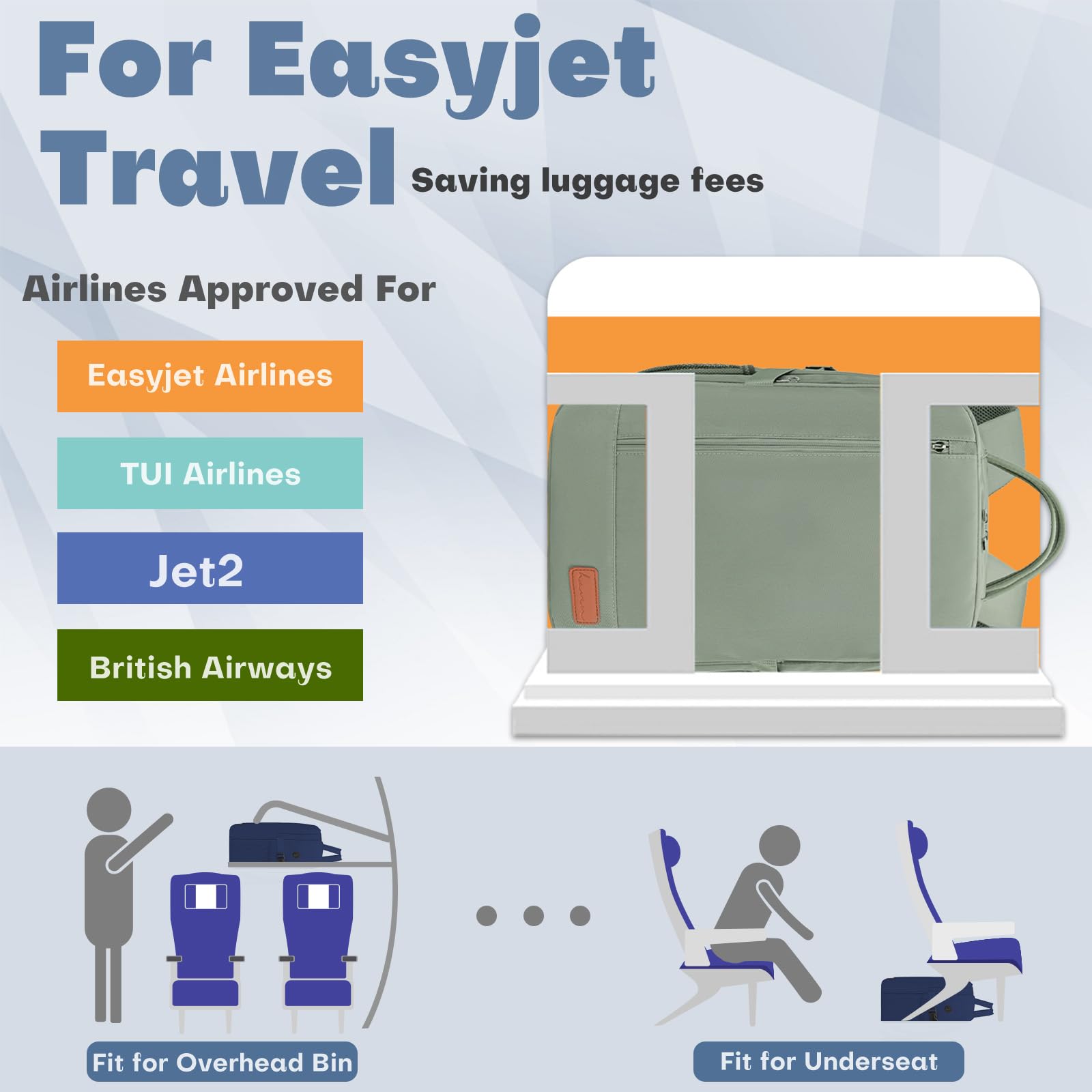 Zaino da Viaggio Aereo Bagaglio a Mano per Easyjet 45x36x20 Borse da Cabina Viaggio Zaino per Voli Travel Backpack Donna Uomo