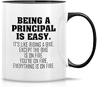 Vista 1 de Retreez Taza divertida – Being a Principal is Easy Except the Bike is on Fire - Tazas de café de cerámica de 11 onzas – Regalos de cumpleaños