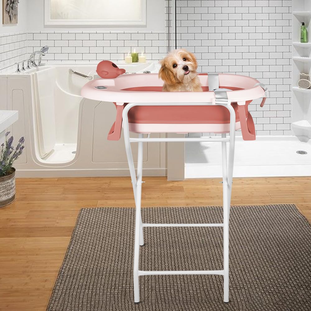 Baignoire pour bébé avec support, ergonomique, compacte, 10 kg, 81,5 x 48 x 21 cm - Rose