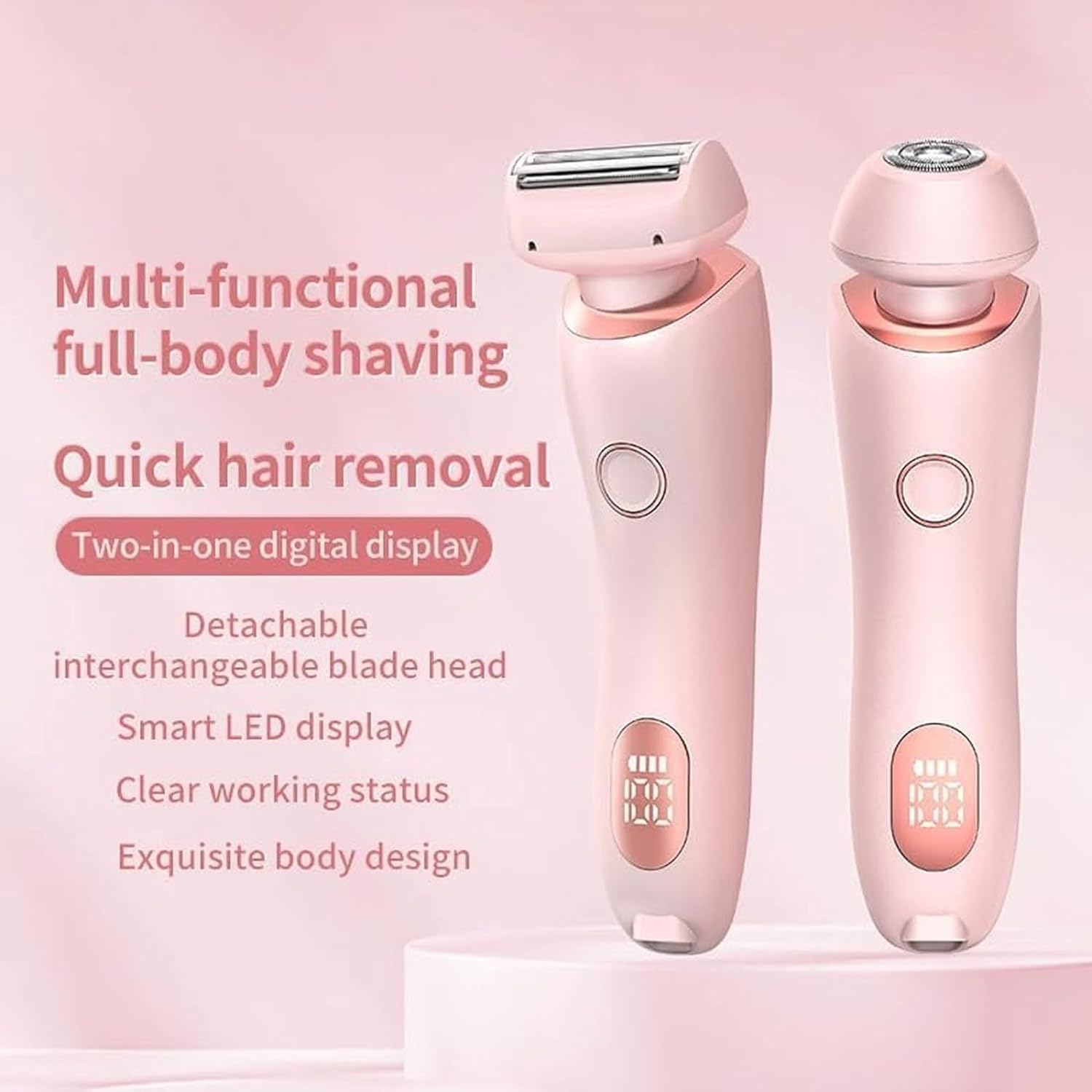 SilkGlide Pro, rasoio elettrico Livora, rifinitore per capelli 2 in 1 da donna IPX7 impermeabile per uso bagnato e asciutto (Rosa)