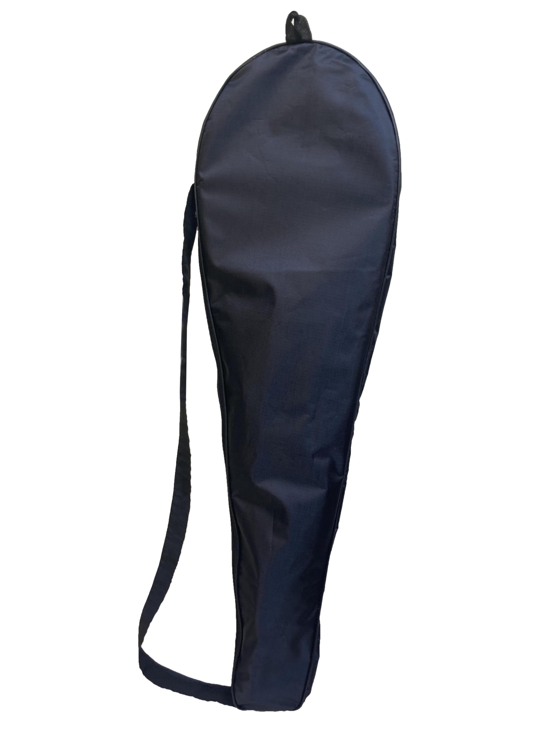 Black Badminton Racket Cover [ Standard Strap ] with Steel Zip Lock [ Polyster Material ] for All Size Rackets