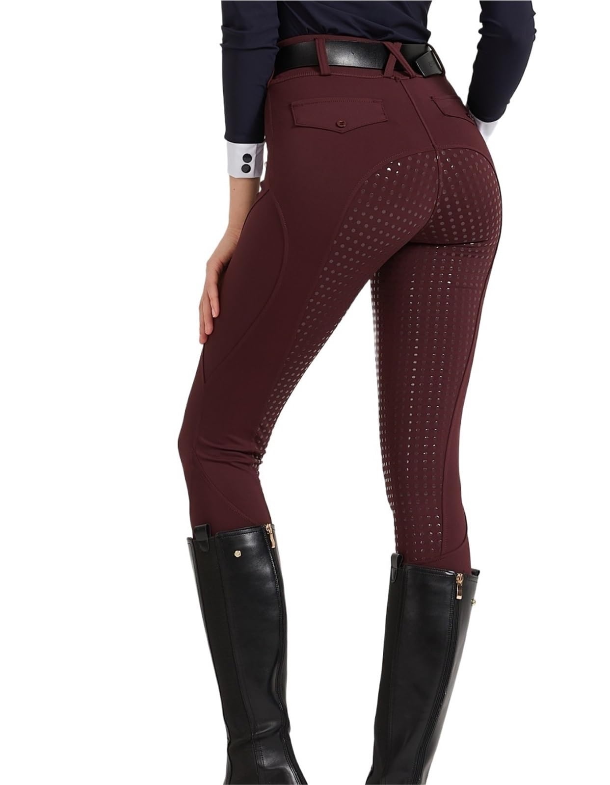 Pantalones de equitación Pantalones de equitación Profesionales de Silicona Antideslizantes for Ciclismo y Deportes de equitación, Ideales for exámenes ecuestres.(Wine Red,L)