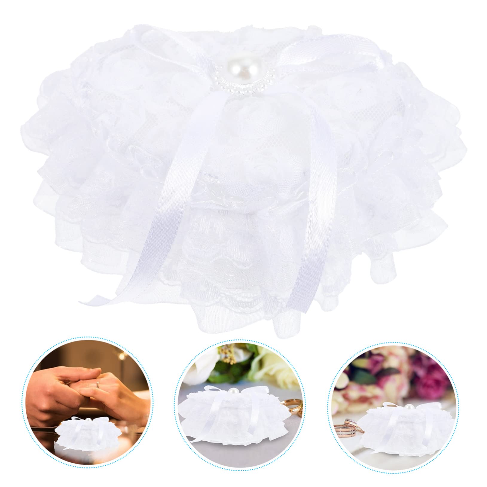 Ciieeo Heart Shape Pillow for Wedding Ceremony Lace Decorated Holder Portable and Lightweight for Engagements and Special Occasions