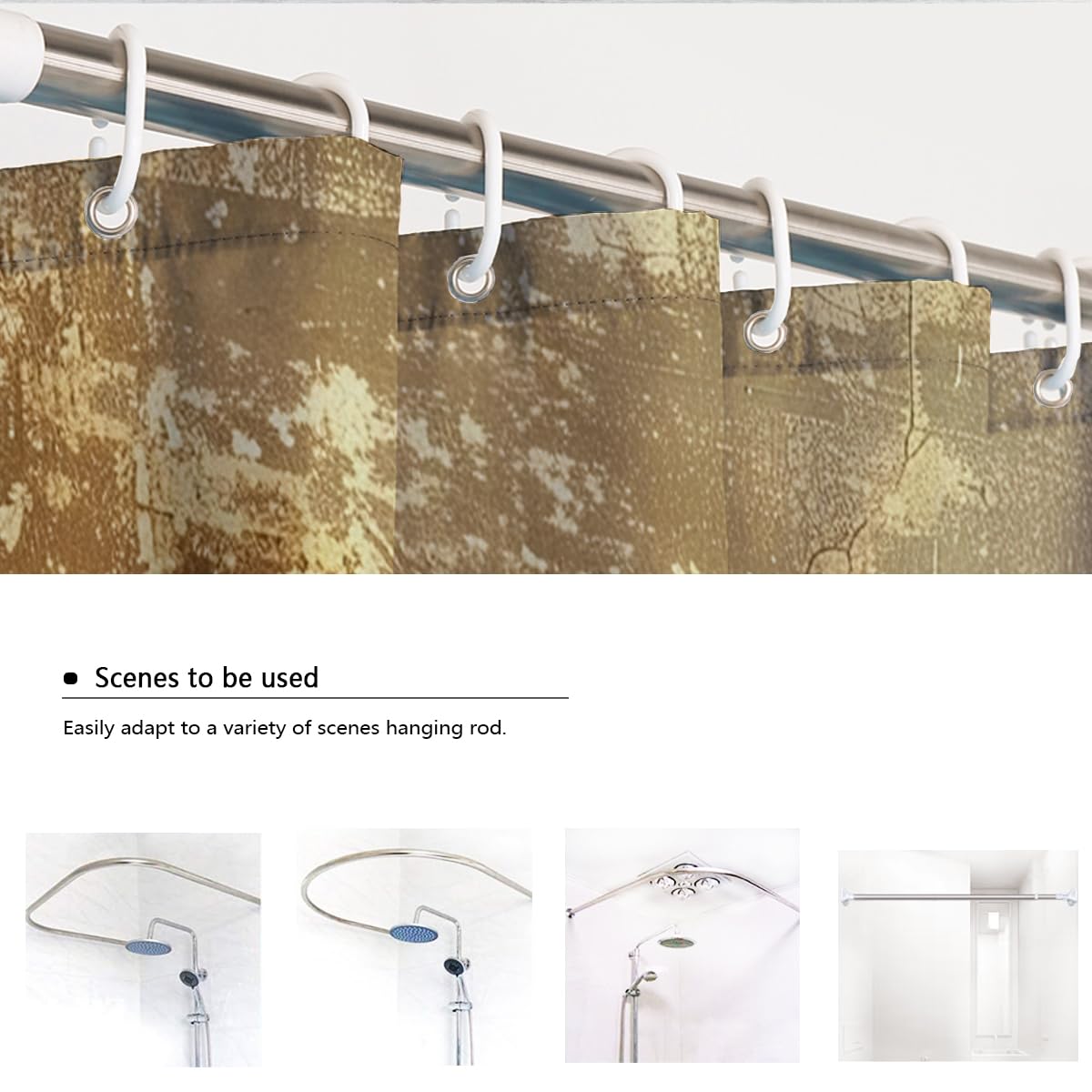 Drzewo Zasłona prysznicowa W180xL180cm Nowoczesne Rośliny Leśne Żółty Beżowy Złoty Z Teksturą Folia Aluminiowa Przeciw Pleśni i Pleśni Zasłony Łazienkowe Do Wann