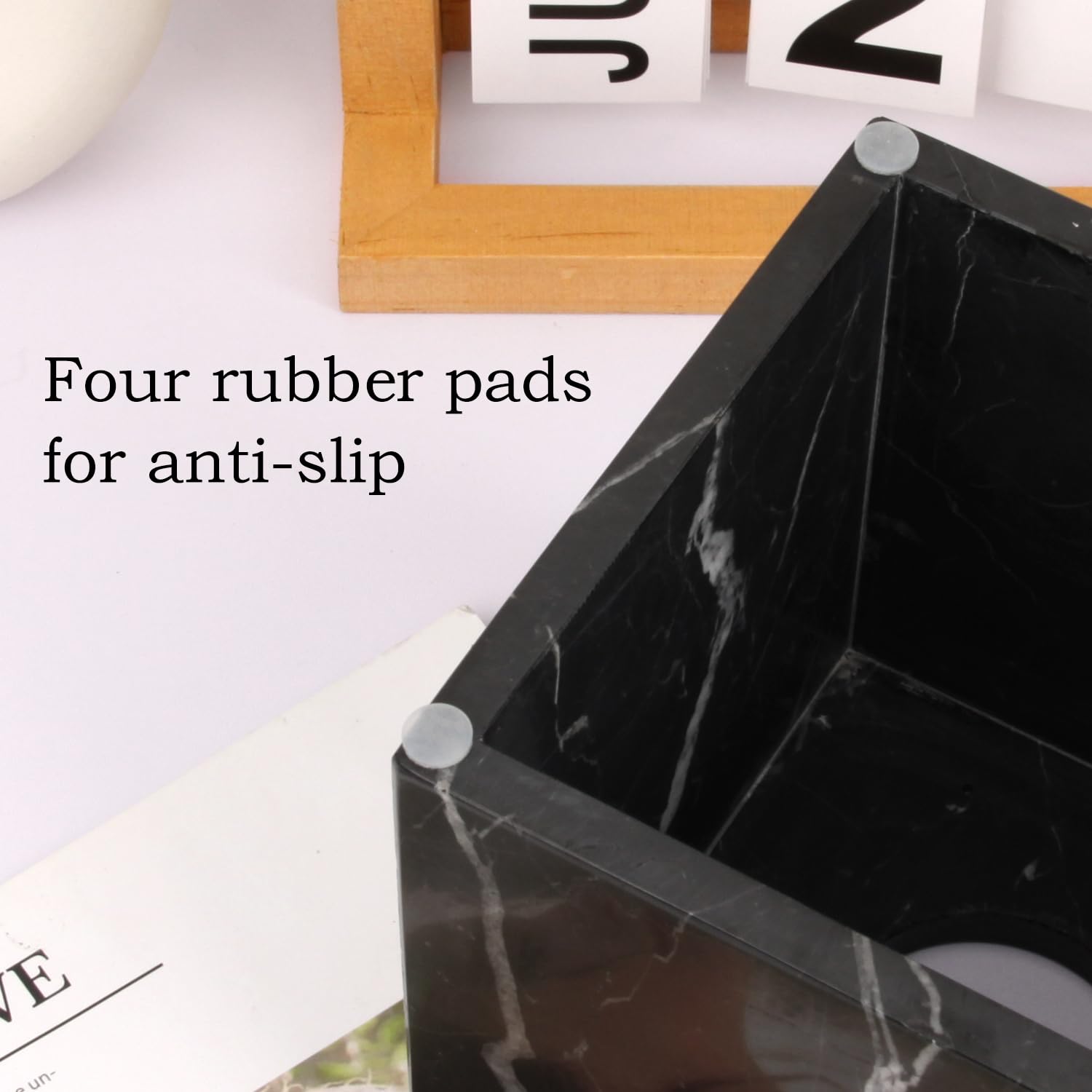 Housse de Boîte à Mouchoirs en Marbre Naturel, Marquina Noire, 14x14x14cm