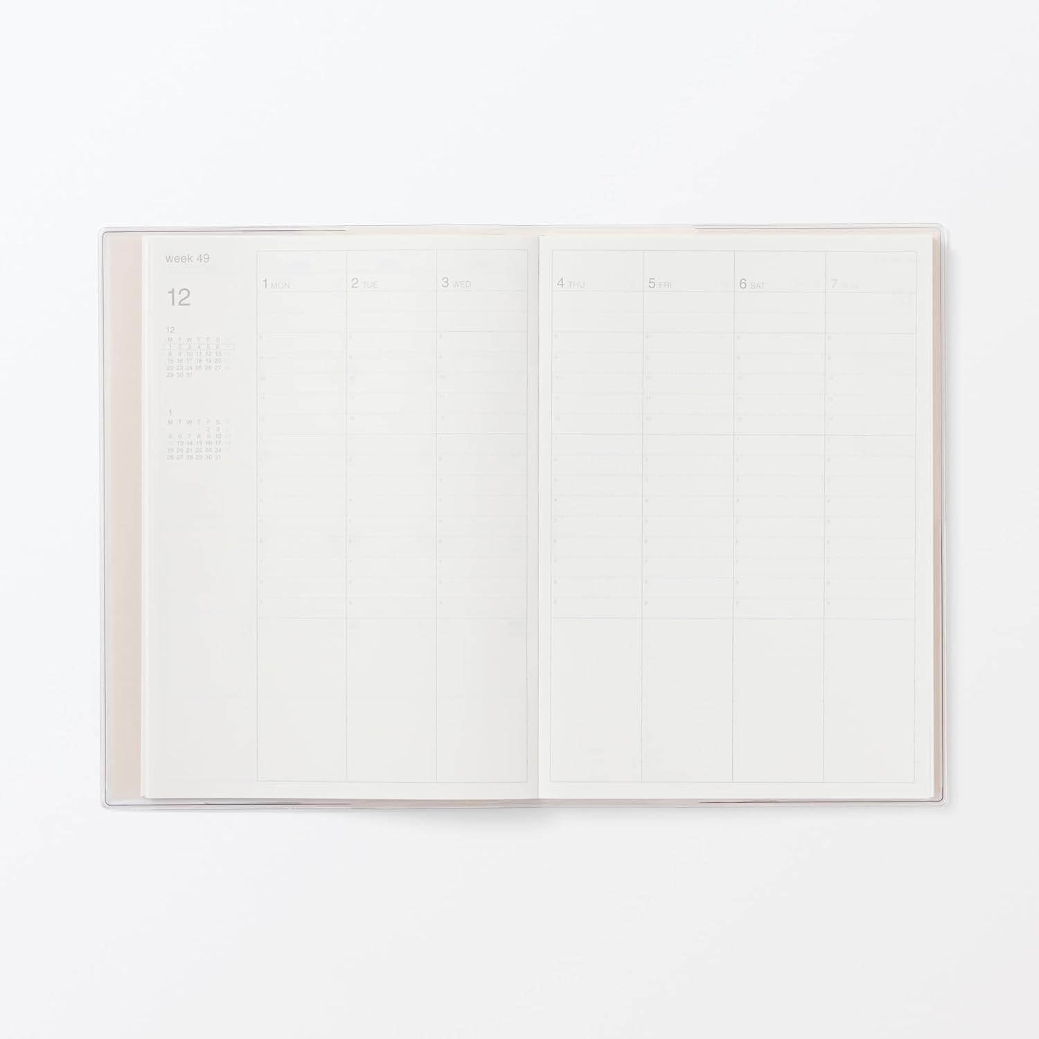MUJI 848545 2026 B6 Vertical Schedule Book, Starts December 2025, B6, White, Monthly Weekly