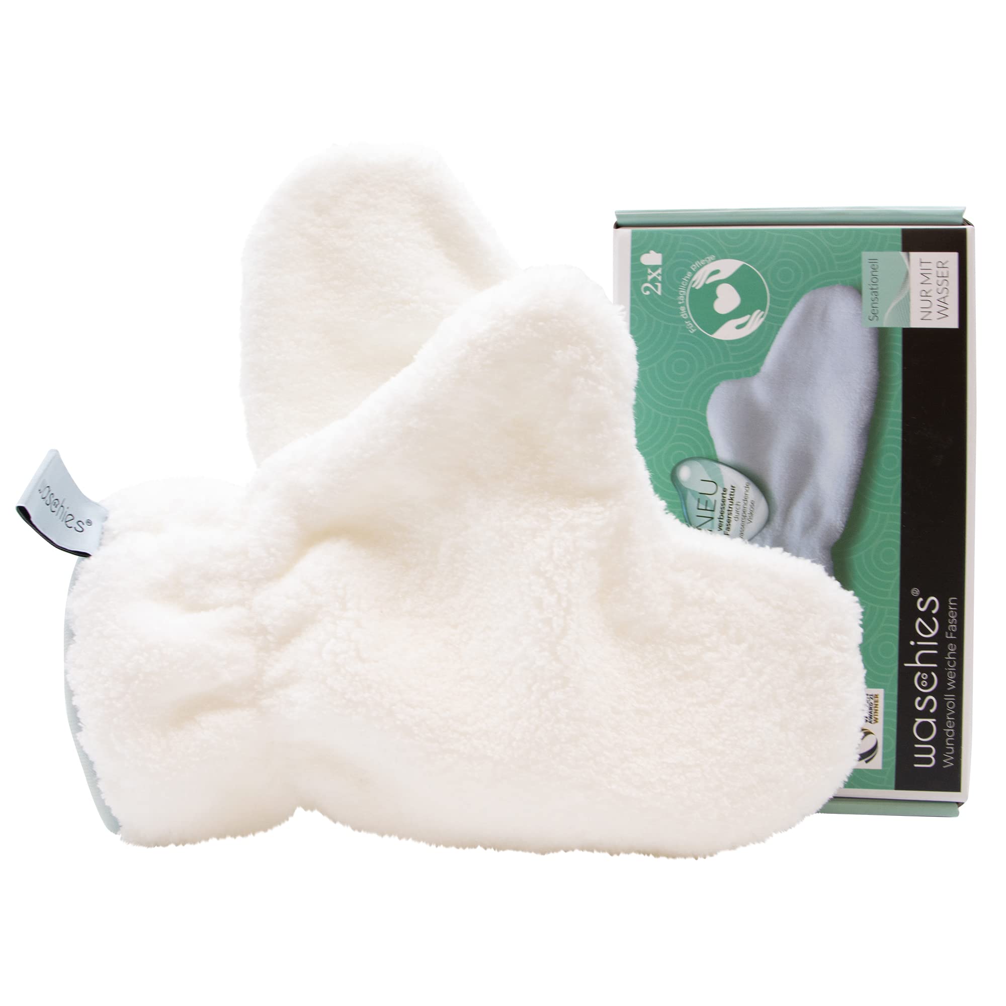 waschies Gloveline Wash Mitt Set of 2 for Sustainable Body Care Only with Water Beauty