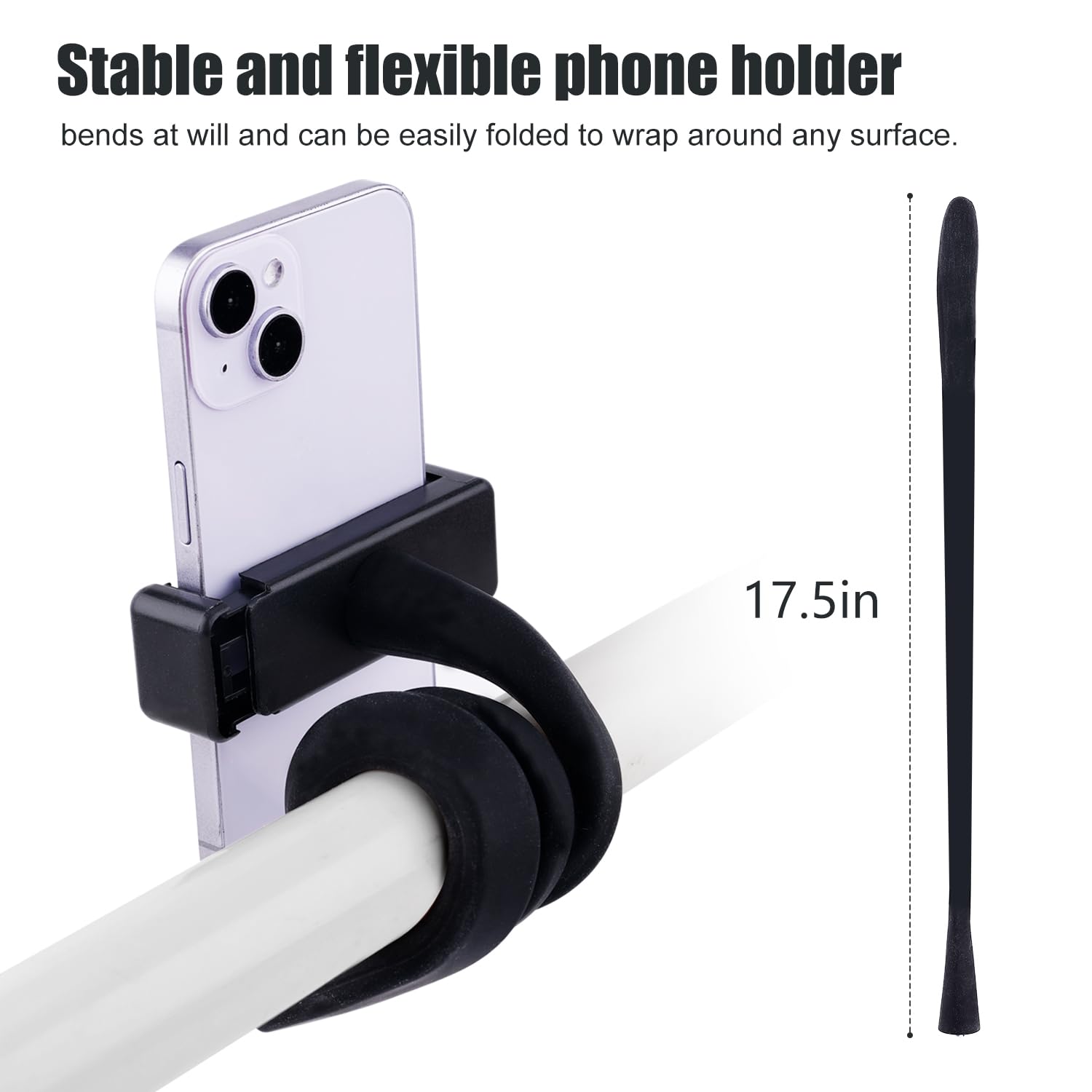 PEUTIER Supporto Cellulare per Passeggino, Flessibile Porta Cellulare per Passeggino con Impugnatura per Braccio Antiscivolo Lega Morbida GoPro Morsetto per Telefono per Passeggino Scrivania