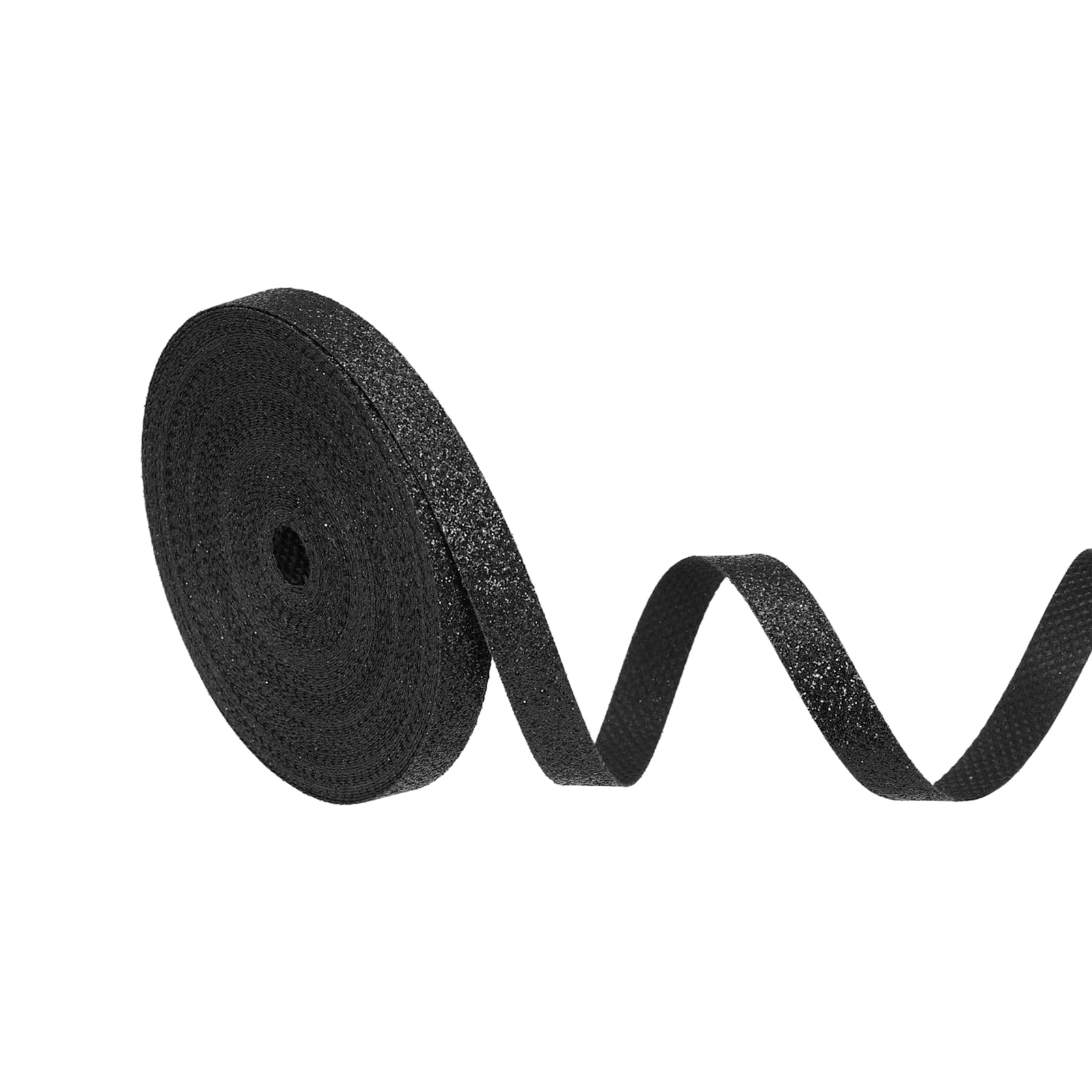 PATIKIL Sparkly Ribbon, 1cm x 9m Metallic Glitter Ribbon Gift Wrapping Fabric Rolls for DIY Crafts Gift Wrapping Holiday Wedding Birthday Party Home Decoration, Black