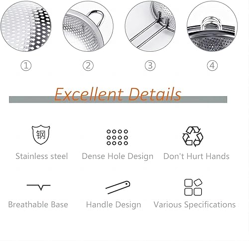 Miniatura 3 de GREATLINK Colador de lavabo de acero inoxidable con asa, colador de cocina, pies de descanso y colador para colar, enjuagar, freír, cocinar al vapor
