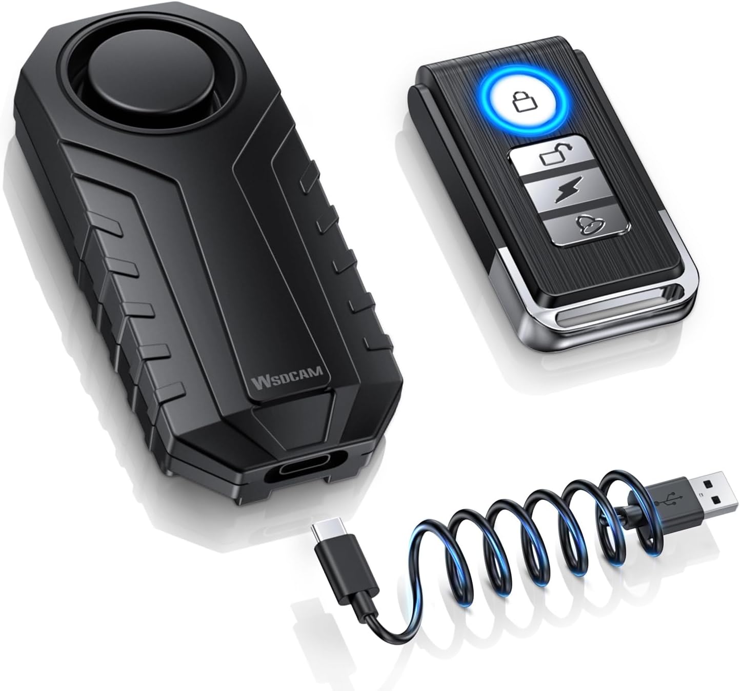 WSDCAM Wireless Bike Alarm with Remote, Rechargeable Bicycle Alarm System Anti Theft, IP65 Waterproof, 113dB Loud Bike Alarms for E-Bikes, Motorcycles, Scooter, Outdoor Riding and Cycling Safety