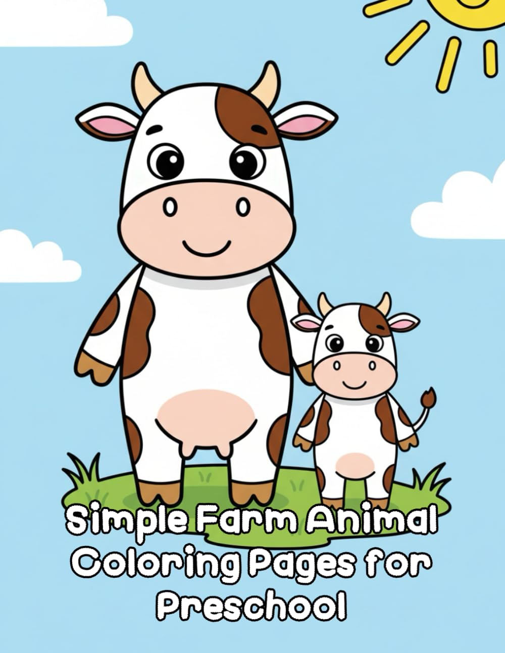 Simple Farm Animal Coloring Pages for Preschool: Big and Easy Barnyard Art Activities for Toddlers and Kids Ages 2-4 to Learn and Have Fun