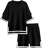 LILLUSORY 2 Piece Sets for Women Summer 2026 Two Piece Matching Lounge Sets Short Casual Outfits Cute Vacation Clothes Small Black
