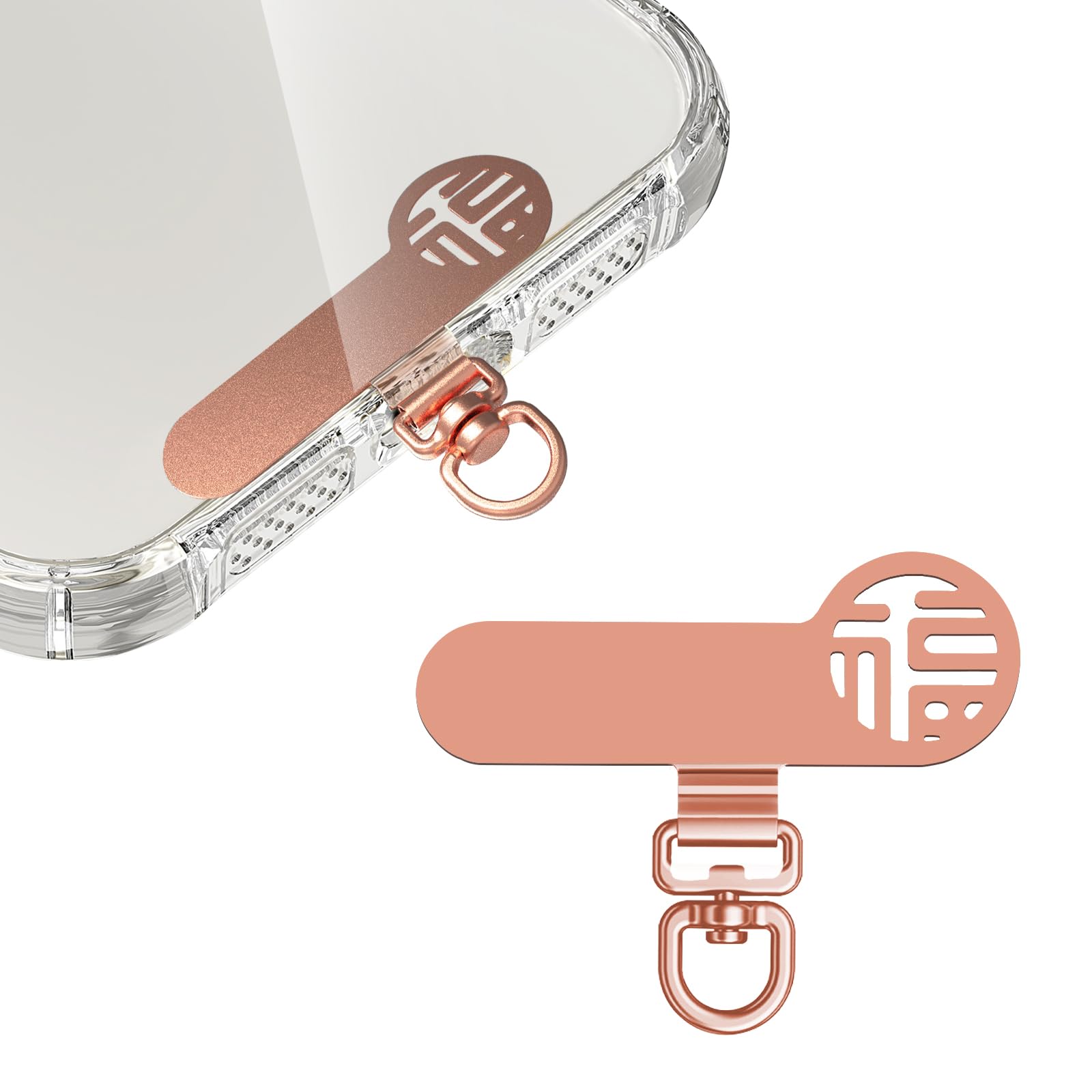 Heptour スマホ ストラップホルダー 極薄0.2mm 浮きにくい設計 ステンレス製 携帯ストラップホルダー 360度回転可 薄型 丈夫 スマホケースに挟む 充電干渉なし iphone android 全機種対応 落下紛失防止 ローズゴールド