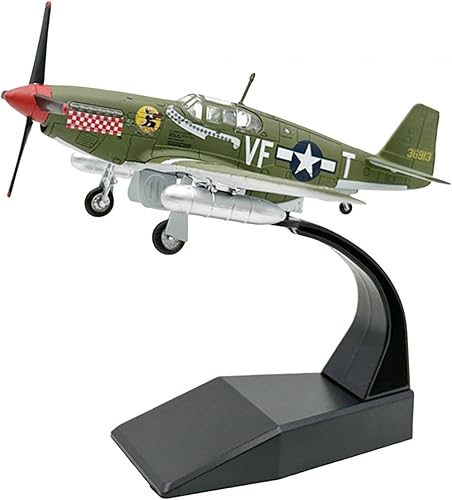 1:72 escala P51 avión de combate fundido a troquel modelo decoración de mesa, juguetes en miniatura con base de exhibición, colección de aviones