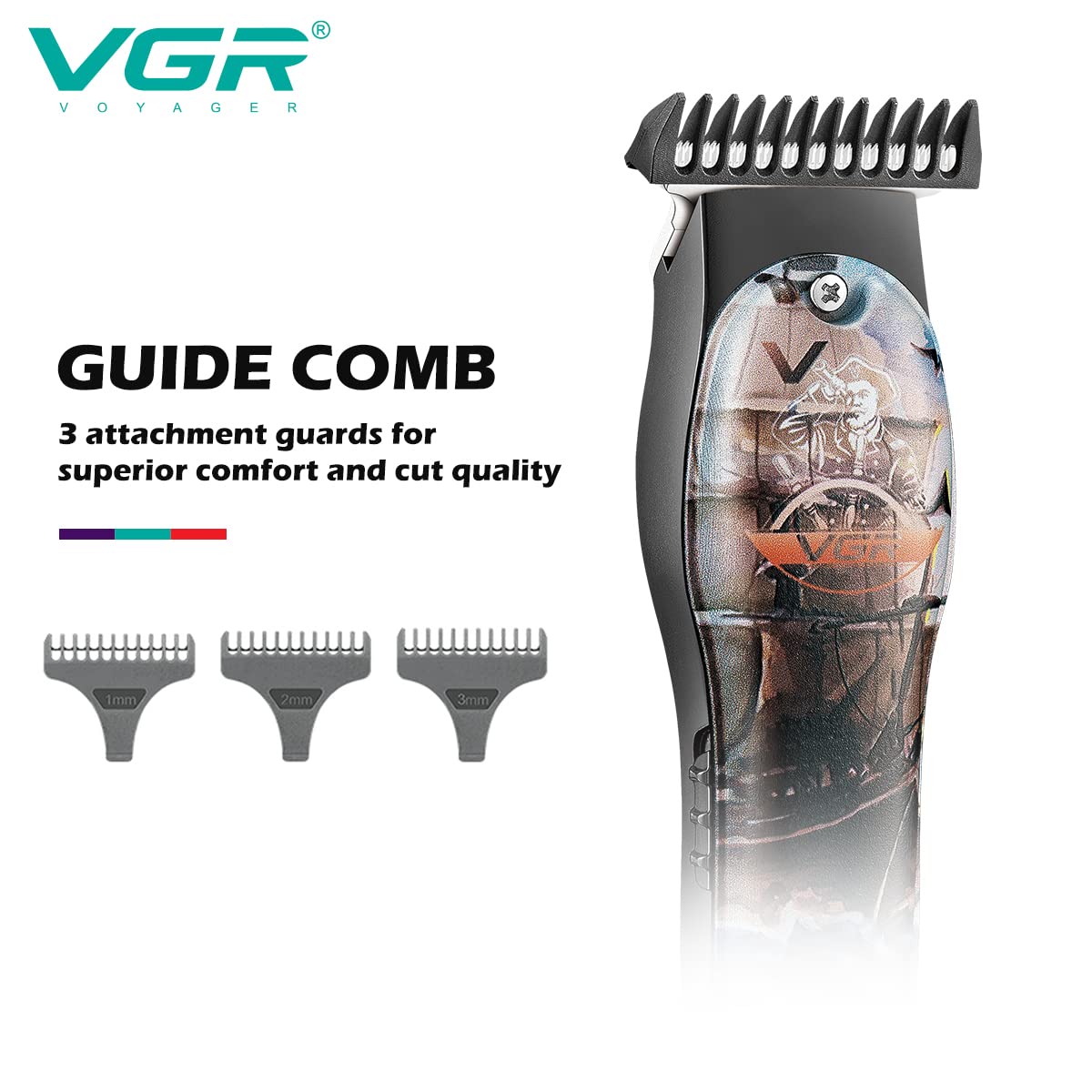 VGR V-953 Graffiti Design Professional Rechargeable cordless Hair & Beard  Trimmer with Stainless steel Blades, USB Charging cable, 3 Guide Combs for  men Runtime: 120 mins, 600 mAh Li-ion Battery : Amazon.in: Beauty