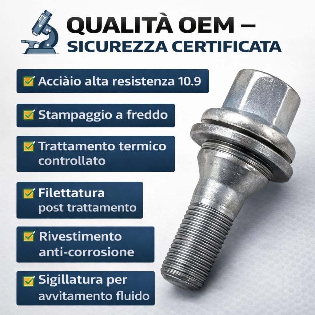 16 Bulloni Fissaggio Ruote Compatibile Con Citroen Saxo C3 Xsara C5 Berlingo C2 C4 C6 C3 DS3 DS4 DS5 dal 2003 - Jeep Avenger - Fiat 600 - Alfa Romeo Junior Gomme Cerchi in LEGA M12x1,25 hex 17