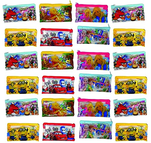 Image of Return Gift for Kids in Bulk | Stationery Pouch /Kit with Pencil /Eraser /Sharpner /Scale for School Kids Boys & Girls (Pack of 24)