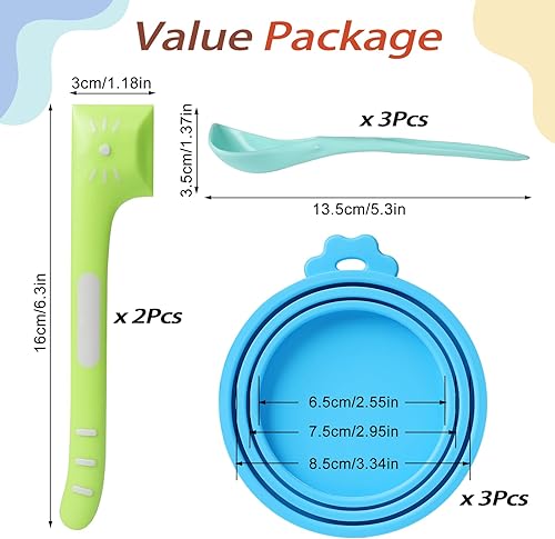Miniatura 2 de Paquete de 8 tapas de latas, tapas para latas de comida para mascotas y cucharas para mezclar alimentos, cucharas enlatadas, se adapta a la mayoría