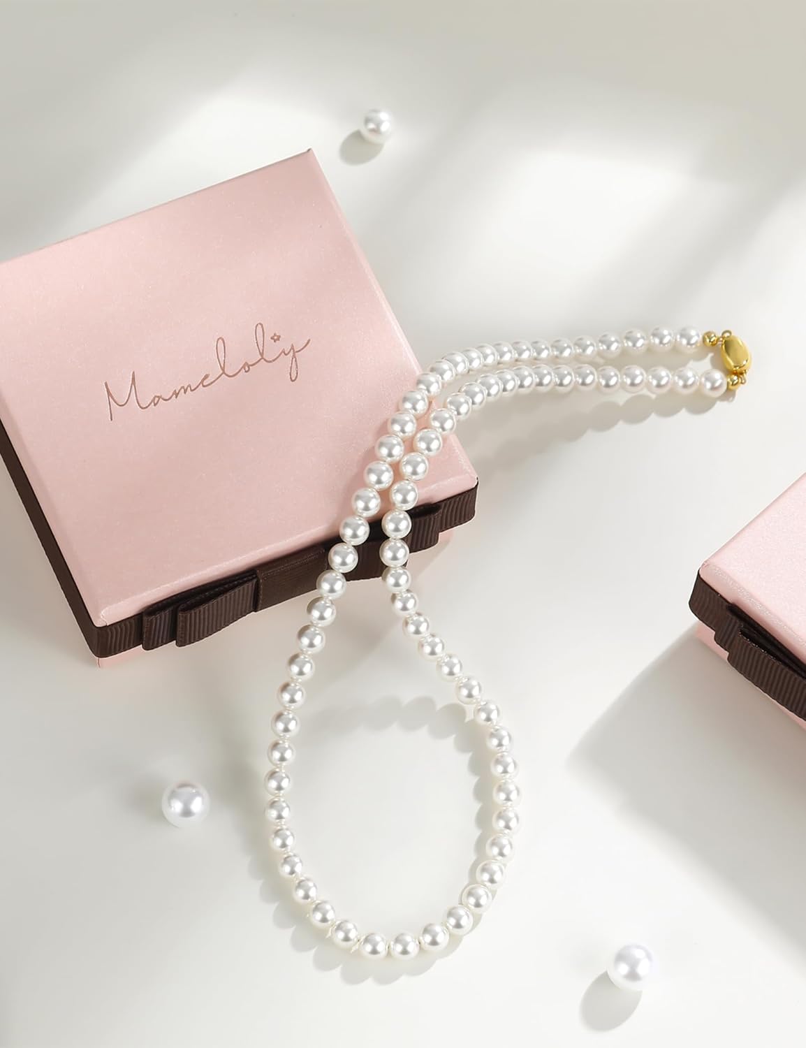 Mameloly Pearl Necklaces for Women Dainty 925 Sterling Silver 18K Gold Plated 6MM Simulated White Pearl Choker Necklace Strand for Her Engagement Wedding Birdal - Image 6